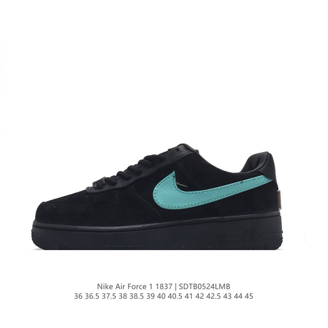 联名奢侈品大牌-蒂芙尼 Tiffany & Co. X Nike Air Force 1 Low Sp”1837“空军一号经典低帮百搭休闲运动板鞋“联名黑蒂芙尼