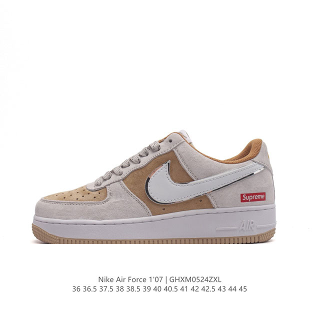 耐克 Nike Air Force 1 '07 Low 空军一号含气垫 低帮百搭厚底增高休闲运动板鞋。柔软、弹性十足的缓震性能和出色的中底设计，横跨复古与现代的