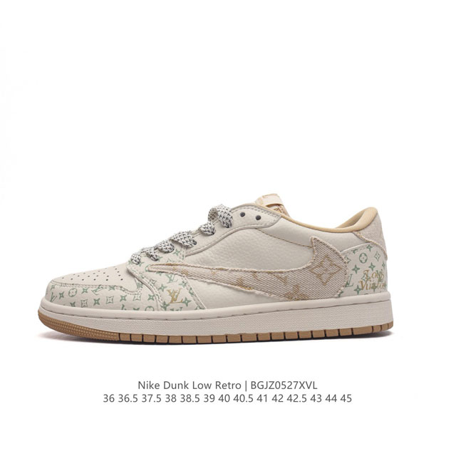 真标 耐克 Nike Sb Dunk Low Pro X Lv 路易威登 联名 倒钩 帆布耐克标√ 复古低帮休闲运动滑板板鞋。采用脚感柔软舒适zoomair气垫