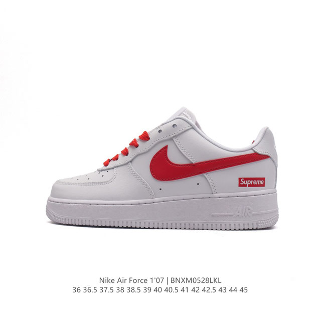 耐克supreme X Nike Air Force 1 Low 空军一号低帮af1联名supreme纯白红标板鞋 原楦头原纸板，打造纯正空军版型。专注外贸渠道