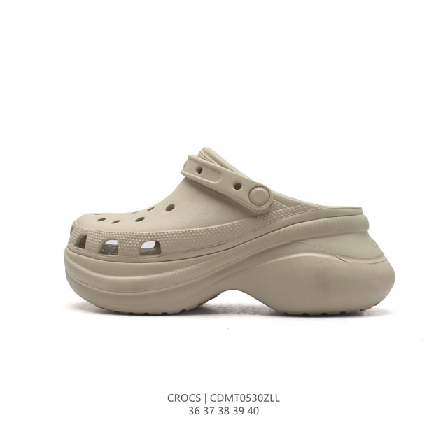 Crocs 沙滩洞洞鞋 女休闲厚底增高凉拖鞋 卡骆驰杨幂同款 厚底增高凸显大长腿沙滩鞋 选择尺码时 建议选大一码 脚感更舒适 这款没有鞋盒 类型：女鞋 尺码：3