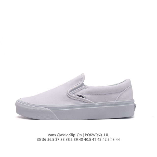 万斯 Vans Classic Slip-On 范斯经典低帮百搭一脚蹬休闲板鞋帆布情侣鞋。 类型：男女鞋 码数：35-44 硫化半码 编码：Pokw0601Lj