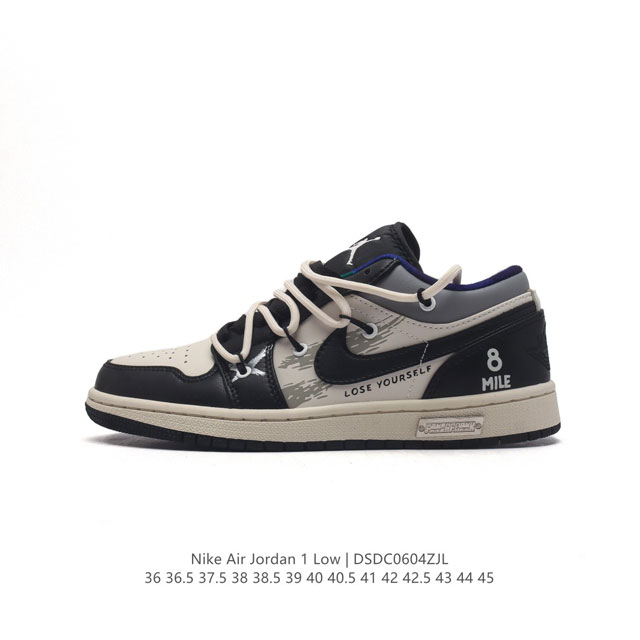 公司级air Jordan 1 Low 大人物 黑白 此款整体围绕熊猫恶作剧涂鸦主题设计，鞋身整体采用专属颜料重新喷涂。特殊原创设计图标涂鸦装饰，添加潮流元素效