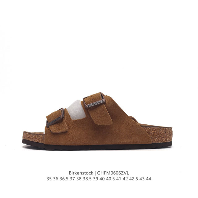 德国百年知名鞋履品牌 博肯birkenstock 勃肯拖鞋系列凉拖鞋休闲沙滩凉鞋 广东原产#采用质地柔软牛皮革 中底搭载缓震软木橡胶 外置eva轻量片装外底。