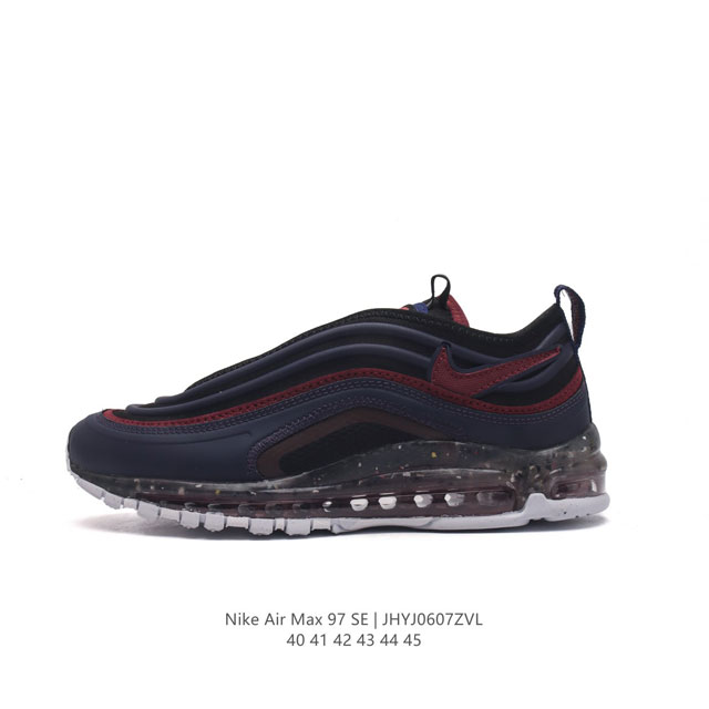 耐克 Nike Air Max 97 Se 耐克97子弹头气垫跑鞋 巧妙的运用了 Air Max 97 的鞋面条纹设计。全掌大容量 Nike Air 的先河，创