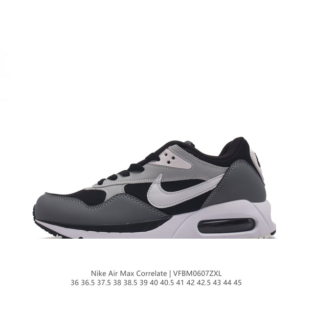 耐克 Nike Air Max Correlate 气垫缓震耐磨运动鞋时尚潮流休闲透气跑步鞋，选用网眼鞋面，脚感舒适透气。鞋舌、鞋侧及后跟处饰有品牌标识，简约大