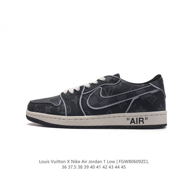 耐克 乔丹air Jordan 1 Low Aj1 乔1 乔丹1代aj1 低帮复古文化休闲运动篮球鞋 路易威登联名，从1985 年面世的元年款汲取设计灵感，采用