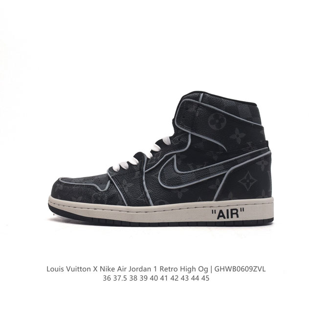 耐克 Jordan 乔丹 1 Zoom Air Retro High 经典复古篮球鞋 Aj1 乔丹1代 乔1运动鞋 路易威登联名，优选rb+Eva组合鞋底版，男