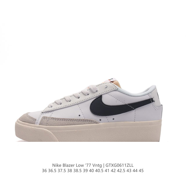 耐克 Nike Blazer Low '77 Vntg 男女子运动鞋 重现低调风格和经典篮球外观，依托经典简约魅力和舒适性能，备受街头时尚赞誉。华美翻毛皮细节、