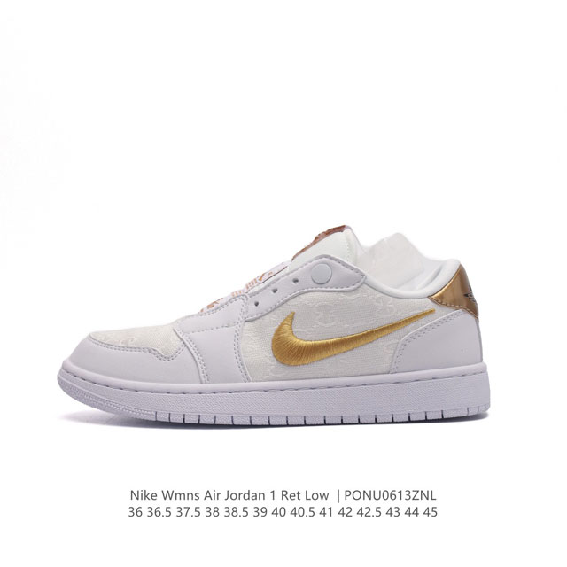 耐克 乔丹nike Air Jordan 1 Ret Low Slip 低帮aj 1 刺绣logo 一脚蹬 黑脚趾 Aj1 乔丹1代 一代 Aj1 乔1 刺绣勾