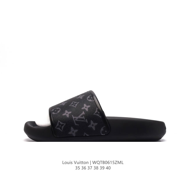 Lv 拖鞋系列 Louis Vuitton 沙滩休闲拖鞋 Louis Vuitton Lv 路易威登 潮流经典魔术贴一字拖鞋延续经典 上脚舒适性极好 鞋轻不跑脚