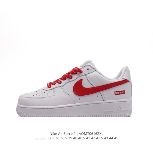 耐克 Nike Air Force 1 '07 Low 空军一号含气垫 低帮百搭厚底增高休闲运动板鞋。柔软、弹性十足的缓震性能和出色的中底设计，横跨复古与现代的