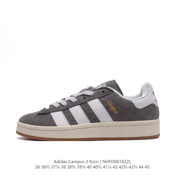 Korn X Adidas Originals Campus 00S 阿迪达斯 低帮 面包鞋防滑耐磨低邦板鞋 鞋身以皮革锯齿三条纹的标志性设计，鞋舌位置印有双方