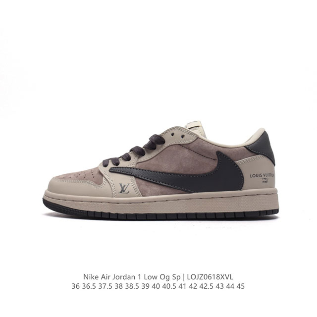 当红嘻哈歌手特拉维斯 斯科特联乘路易威登louis Vuitton X Travis Scott X Nike Air Jordan 1 Low Og Sp D