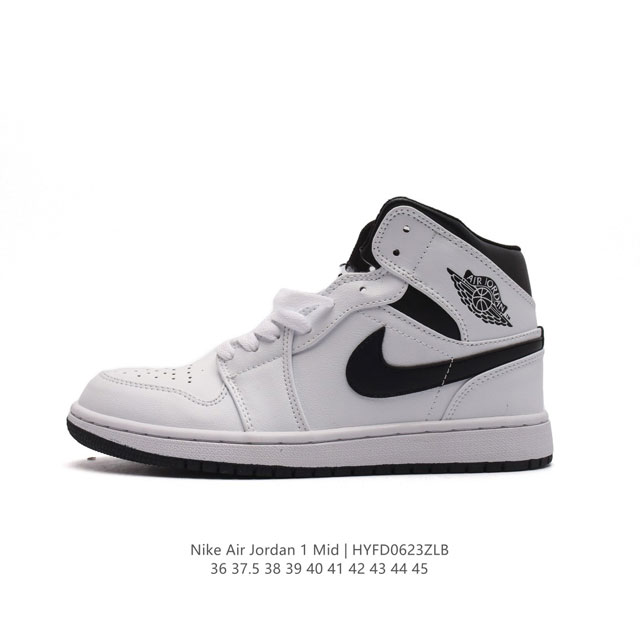 耐克 NIKE AIR JORDAN 1 MID 男女子篮球鞋时尚轻盈板鞋AJ1乔1运动鞋 乔丹一代 高帮复古休闲篮球鞋 。AIR JORDAN 1 MID 搭