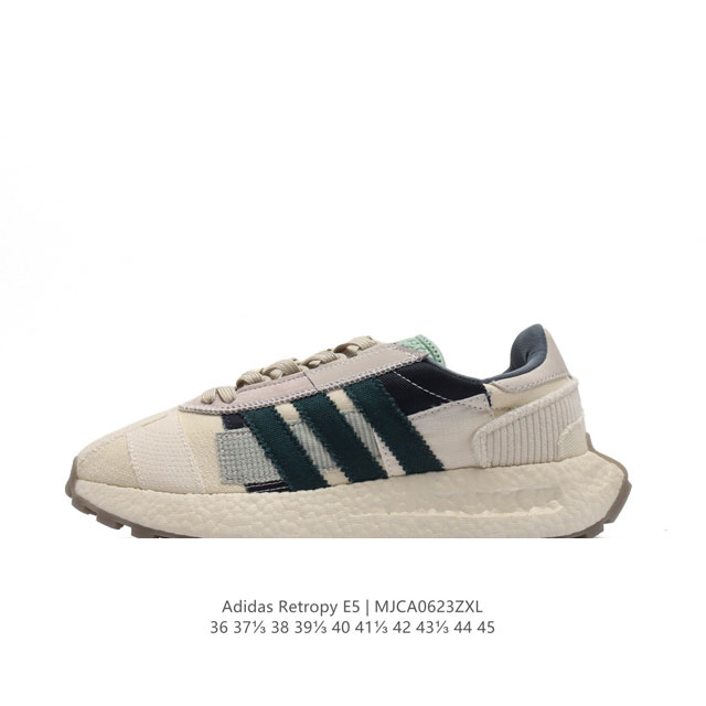 阿迪达斯 新款 三叶草 厚底 ADIDAS RETROPY E5 新款低帮经典运动鞋潮厚底增高男女士慢跑鞋。以70年代经典跑步鞋为灵感，新鲜演绎复古造型。搭载a