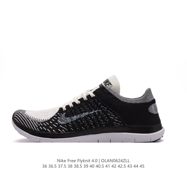 耐克Nike Free Flyknit 赤足4.0二代轻跑鞋男女士运动鞋 。质感新焕升级，专为短打跑造#鞋如面袜般子柔贴软合，结合性弹沙线，赋双予足众出的紧包密