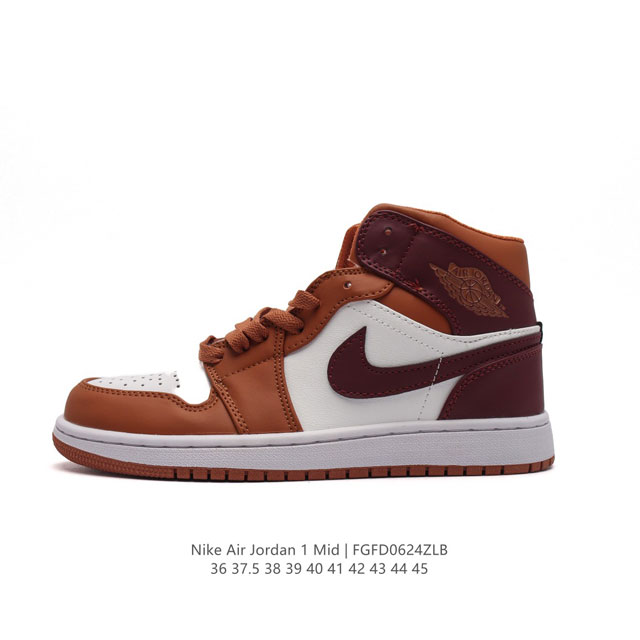 耐克 NIKE AIR JORDAN 1 MID 男女子篮球鞋时尚轻盈板鞋AJ1乔1运动鞋 乔丹一代 高帮复古休闲篮球鞋 。AIR JORDAN 1 MID 搭