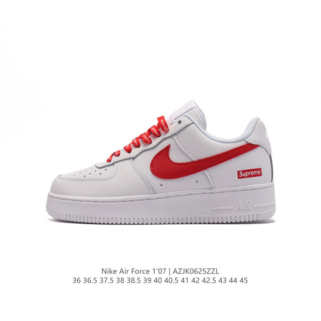 耐克 Nike Air Force 1 '07 Low 空军一号含气垫 低帮百搭厚底增高休闲运动板鞋。柔软、弹性十足的缓震性能和出色的中底设计，横跨复古与现代的