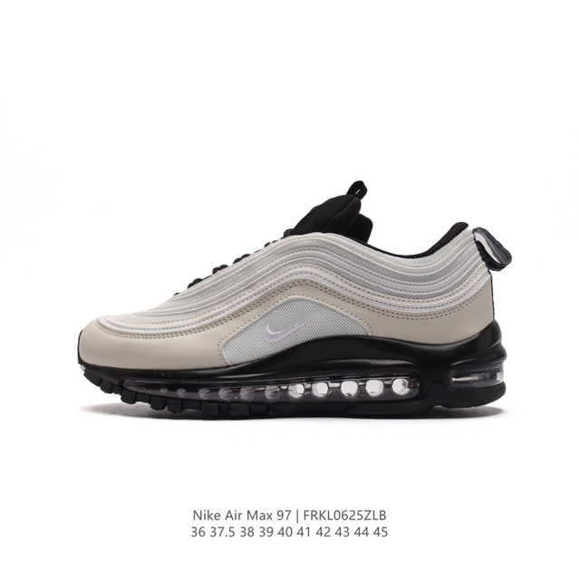 耐克NIKE休闲鞋 经典 气垫 AIR MAX 97 子弹气垫低帮运动鞋。AIR MAX '97 运动跑鞋以流线型鞋身和卓越科技为热爱运动的你造就全方位防护，强