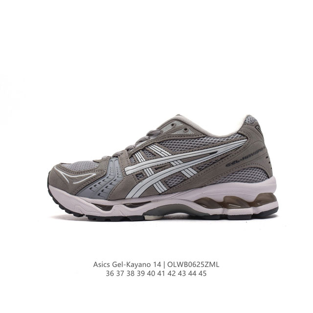 亚瑟士 Asics Gel-Kayano 14 公司级版本运动休闲透气专业缓震慢跑鞋。采用工程弹性双层再生网格密度鞋面材质，后跟3D可视GEL缓震乳胶物料，升级