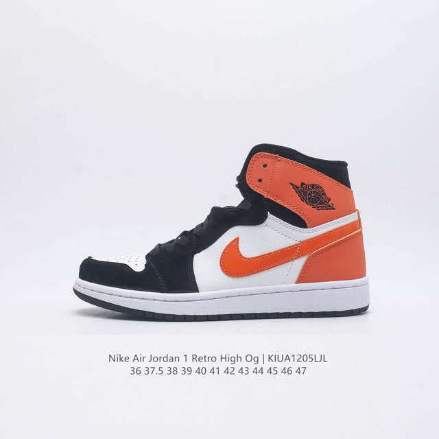 真二层 耐克 Nike Air Jordan 1 Retro High OG 乔丹一代aj1 乔1 AJ1 高帮篮球鞋复刻运动鞋 皮面高帮板鞋的设计灵感源自运动