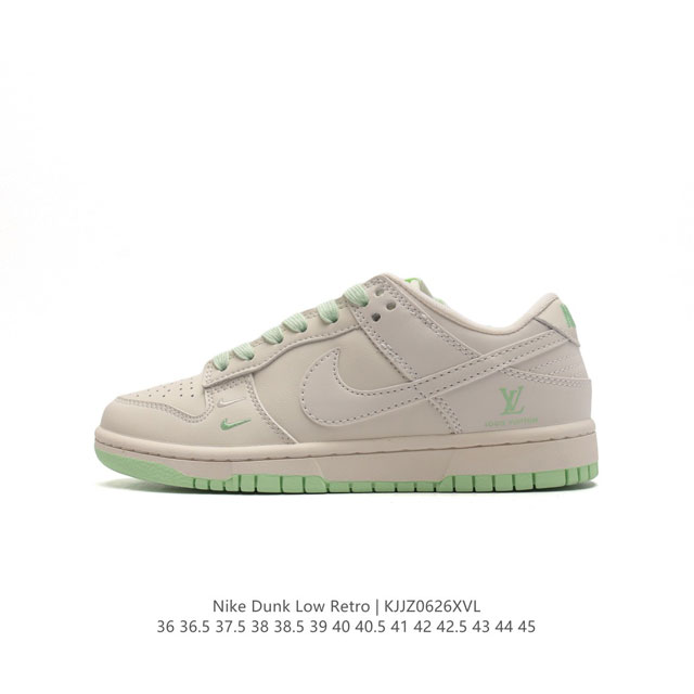 耐克 Nike Dunk Low Retro 运动鞋复古板鞋，路易威登 联名 作为 80 年代经典篮球鞋款，起初专为硬木球场打造，后来成为席卷街头的时尚标杆，现