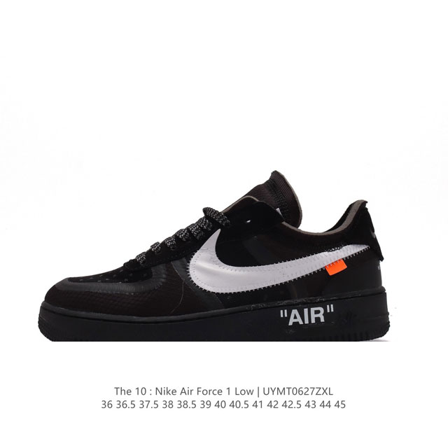 耐克Nike OFF-WHITE x Air Force 1 OW联名空军一号厚底增高运动板鞋 鞋款延续了此次联名的设计风格，鞋身内侧同样印有大面积标语，水晶中