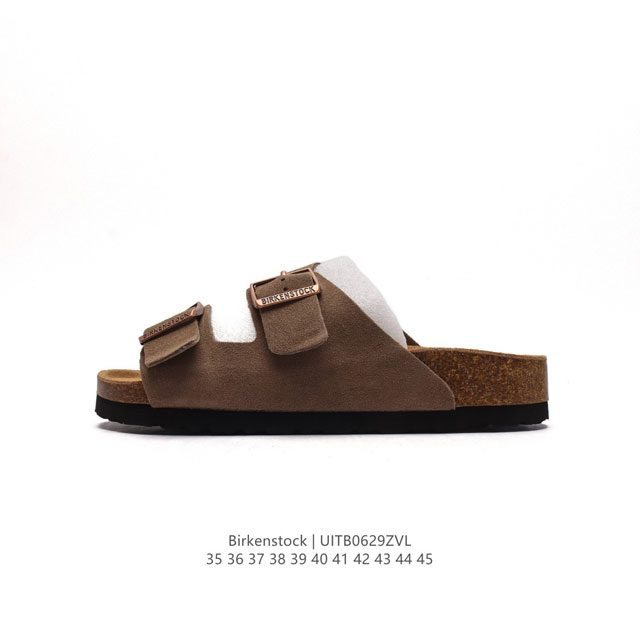 德国百年知名鞋履品牌 博肯Birkenstock 勃肯拖鞋系列凉拖鞋休闲沙滩凉鞋 广东原产#采用质地柔软牛皮革 中底搭载缓震软木橡胶 外置EVA轻量片装外底。