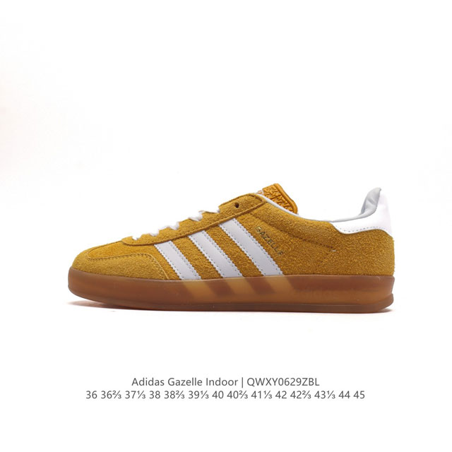 公司级 阿迪达斯 Adidas Originals Gazelle Indoor 复古三叶草防滑透明橡胶板鞋经典运动鞋。这款经典鞋,忠于原版设计,缀撞色三条纹和