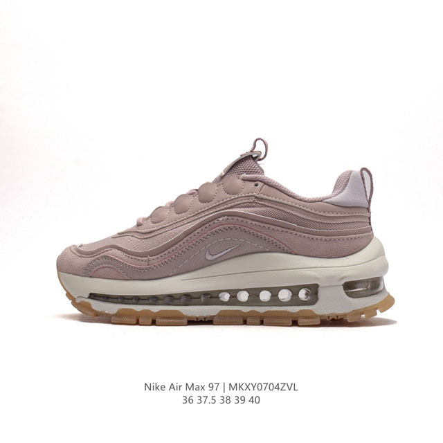 Nike 耐克 Nike Air Max 97 Futura 气垫缓震跑步鞋 厚底增高百搭运动鞋。以织物材料以及麂皮材质搭配而成 鞋侧的走线部分做了一个解构的处