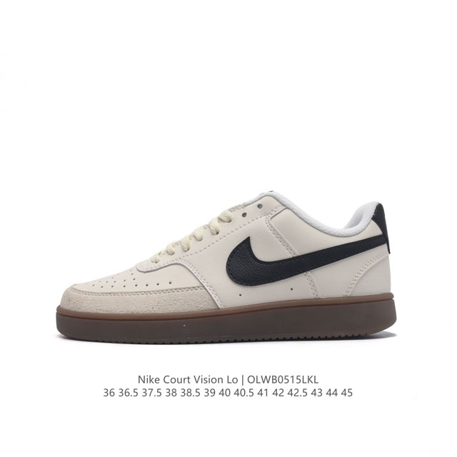 耐克Nike Court Vision Low 校园风低帮复古篮球板鞋男女运动鞋。延续80年代复古篮球鞋，添加学院风细节。皮革组合鞋面，利落风格，重现复古篮球风