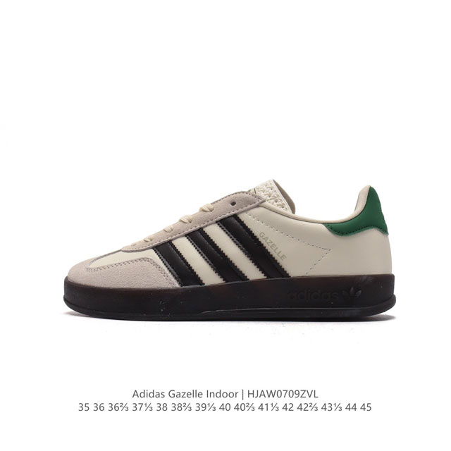 阿迪达斯 Adidas Originals Gazelle Indoor 复古三叶草防滑透明橡胶板鞋经典运动鞋。这款经典鞋,忠于原版设计,缀撞色三条纹和鞋跟饰片