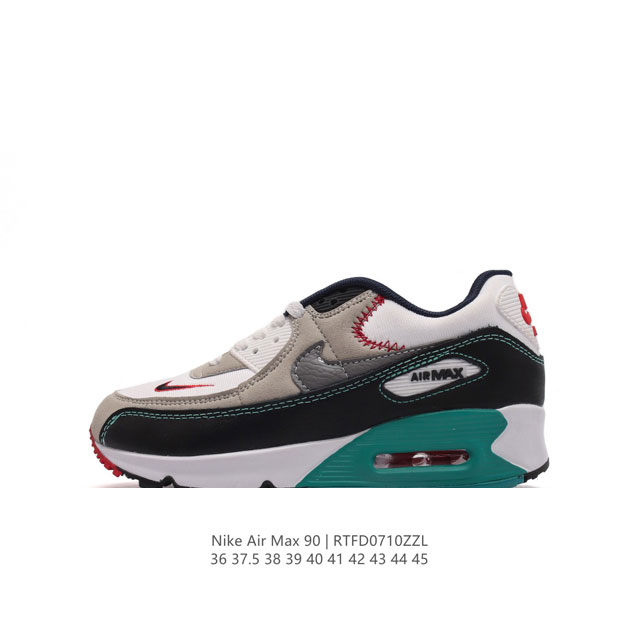 耐克 Nike Air Max90 运动鞋男女鞋--从设计到测试再到造型。脚趾周围的锯齿形边缘和部分浮动的swoosh提供精心制作的奢华感。多道工序小细节独立电