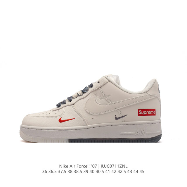 耐克supreme X Nike Air Force 1 Low 空军一号低帮af1联名supreme纯白红标板鞋，原楦头原纸板，打造纯正空军版型。专注外贸渠道