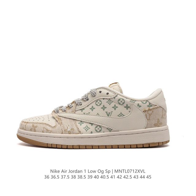 当红嘻哈歌手特拉维斯 斯科特联乘路易威登louis Vuitton X Travis Scott X Nike Air Jordan 1 Low Og Sp D