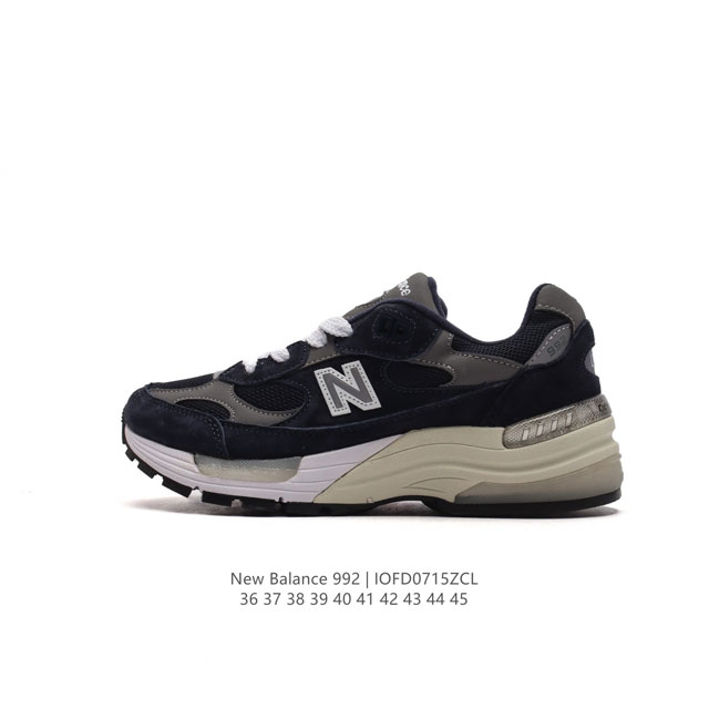 新百伦new Balance 992 复古风格简约经典舒适百搭时尚休闲鞋缓震透气跑步鞋。鞋面采用猪皮革与织物相结合，尼龙网布在拼接工序上极为繁复，彰显质感的同时