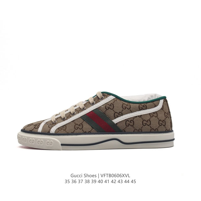 Gucci 古奇 小白鞋 古驰奢侈品男女运动鞋休闲鞋子 Gucci Tennis 1977老花帆布鞋，经典耐穿复古感满满的gucci老花帆布鞋老花满印板鞋 红绿