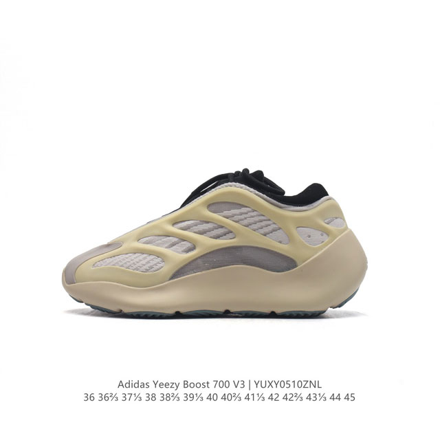 公司级 阿迪达斯 Adidas Yeezy 700 V3 异形椰子700男女老爹鞋跑步鞋 运动鞋，Yeezy 700 V3 的外形和技术含量有着革新一般的变化，