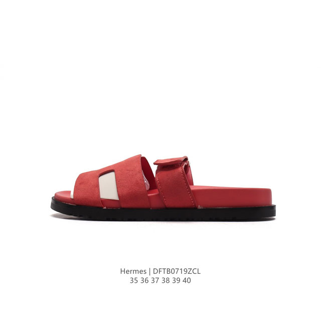 Hermes Footwear Woman 爱马仕 礼装 拖鞋 黑白等多色万年经典爱马士 女神标配 度假 居家 必备 东莞原厂真皮大底平底拖鞋！度假搭配神器！最