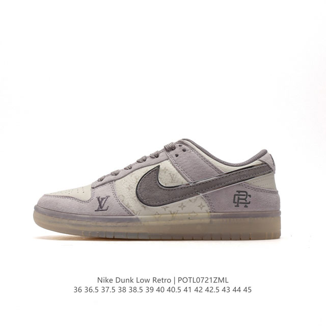 真标 耐克 Nike Dunk Low Retro 运动鞋复古板鞋 路易威登联名。作为 80 年代经典篮球鞋款，起初专为硬木球场打造，后来成为席卷街头的时尚标杆 - 点击图像关闭