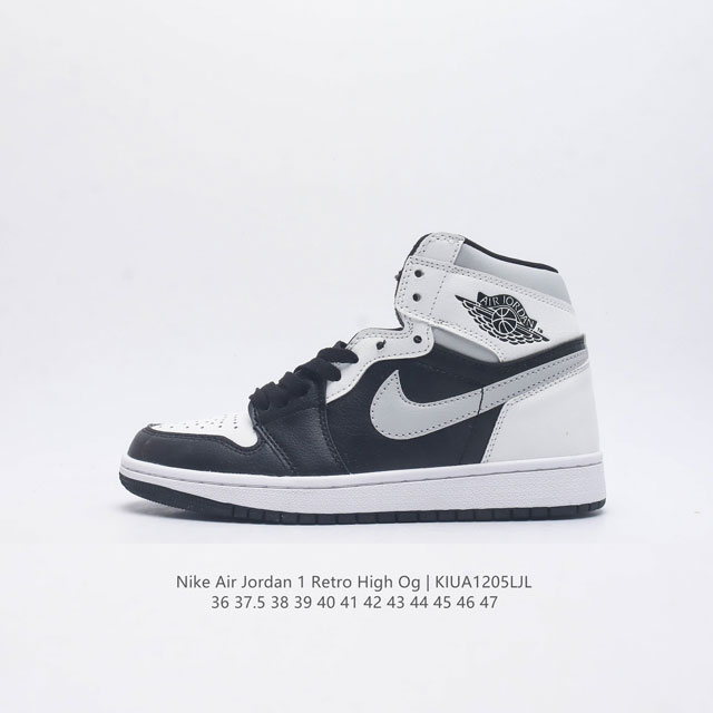 真二层 耐克 Nike Air Jordan 1 Retro High Og 乔丹一代aj1 乔1 Aj1 高帮篮球鞋复刻运动鞋 皮面高帮板鞋的设计灵感源自运动