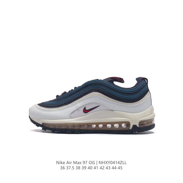 耐克nike休闲鞋 经典 气垫 Air Max 97 子弹气垫低帮运动鞋。Air Max '97 运动跑鞋以流线型鞋身和卓越科技为热爱运动的你造就全方位防护，强