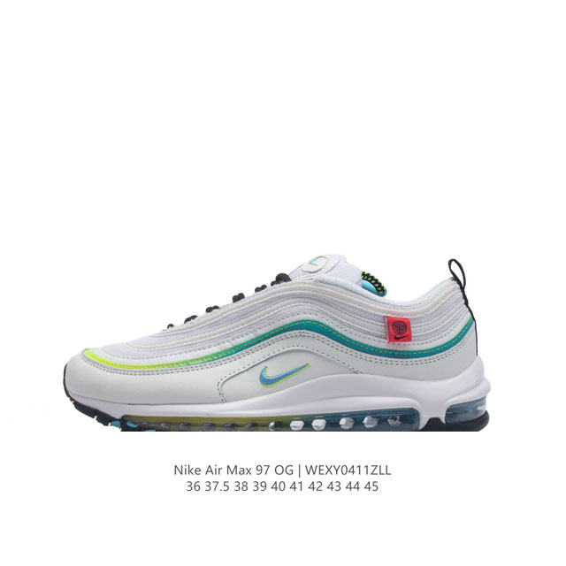 耐克nike休闲鞋 经典 气垫 Air Max 97 子弹气垫低帮运动鞋。Air Max '97 运动跑鞋以流线型鞋身和卓越科技为热爱运动的你造就全方位防护，强