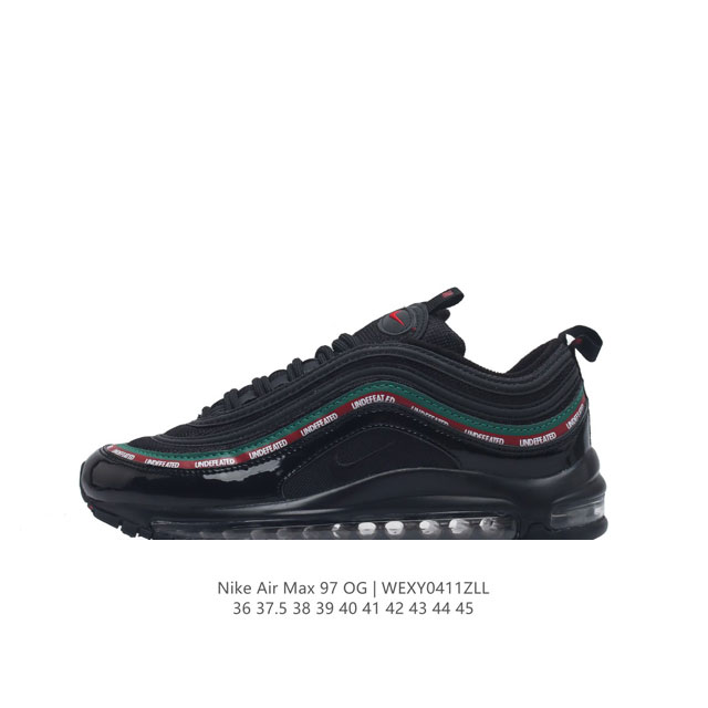 耐克nike休闲鞋 经典 气垫 Air Max 97 子弹气垫低帮运动鞋。Air Max '97 运动跑鞋以流线型鞋身和卓越科技为热爱运动的你造就全方位防护，强