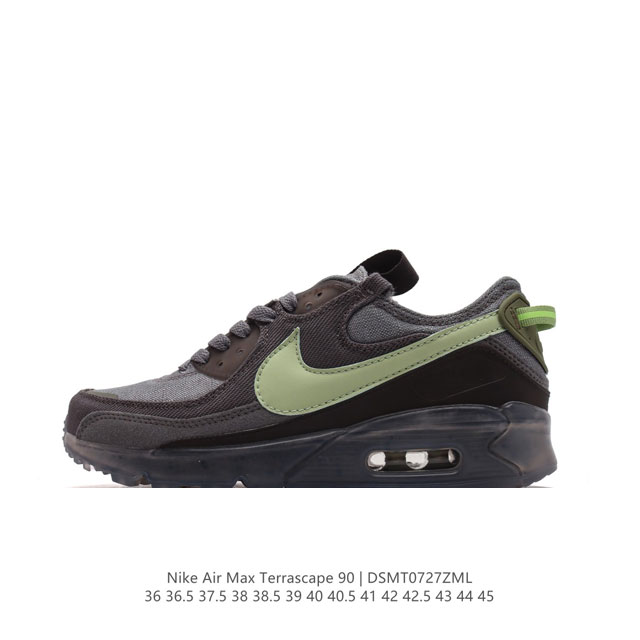 耐克nike Air Max Terrascape 90 复古休闲运动鞋厚底增高气垫缓震男女跑步鞋 。革新外底设计，打造出众造型；半透明 Nike Grind