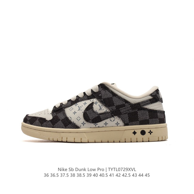 耐克 Nike Dunk Low Retro 运动鞋经典复古板鞋 路易威登联名。作为 80 年代经典篮球鞋款，起初专为硬木球场打造，后来成为席卷街头的时尚标杆，