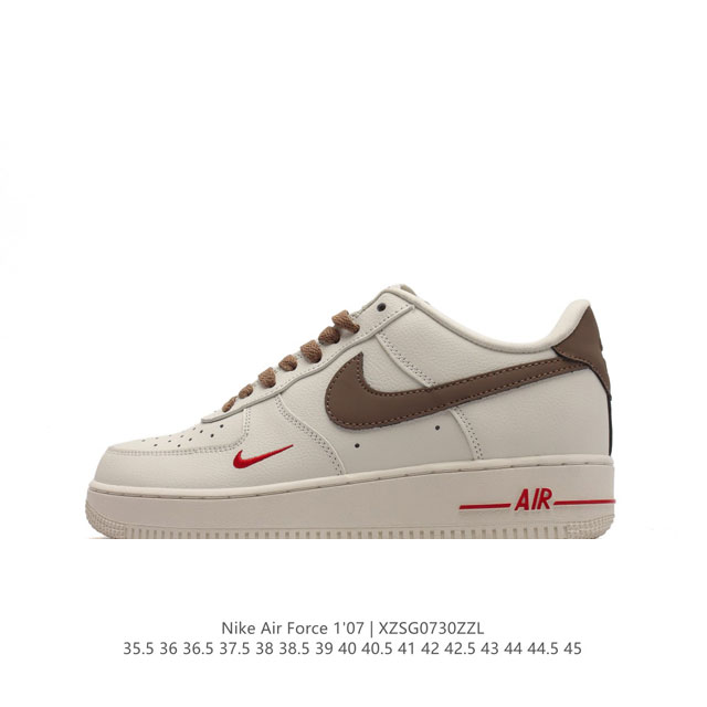 头层皮 耐克 Nike Air Force 1 '07 Low 空军一号含气垫 低帮百搭厚底增高休闲运动板鞋。柔软、弹性十足的缓震性能和出色的中底设计，横跨复古