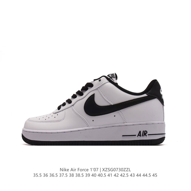 头层皮 耐克 Nike Air Force 1 '07 Low 空军一号含气垫 低帮百搭厚底增高休闲运动板鞋。柔软、弹性十足的缓震性能和出色的中底设计，横跨复古