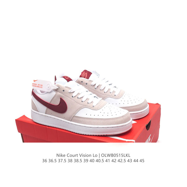 耐克nike Court Vision Low 校园风低帮复古篮球板鞋男女运动鞋。延续80年代复古篮球鞋，添加学院风细节。皮革组合鞋面，利落风格，重现复古篮球风